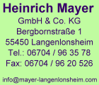 Anschrift Mayer Langenlonsheim (Traubenpressen, Btten, Abbeermaschinen, Khlanlagen)